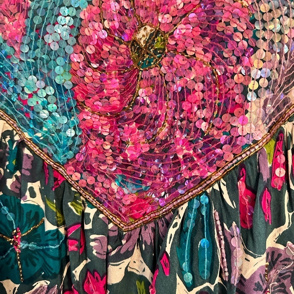 Beautiful Bohemian Silk and Beaded Ruffle Skirt - Picture 3 of 4